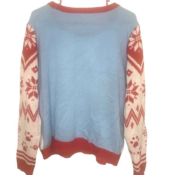 No Boundaries Ugly Christmas Cat! Sweater 3XL Womens Aqua Red Up to Snow Good - Picture 4 of 10